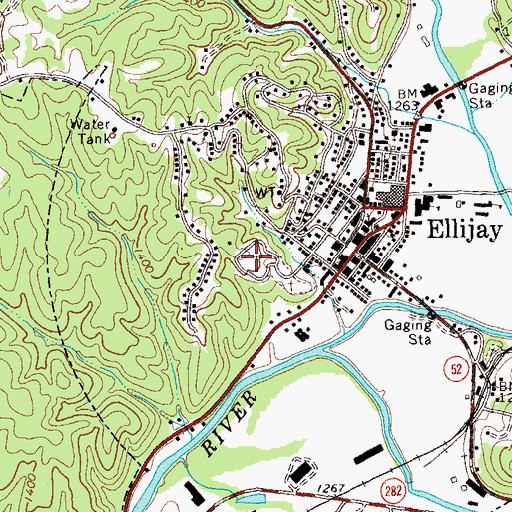 Topographic Map of Ellijay Cemetery, GA