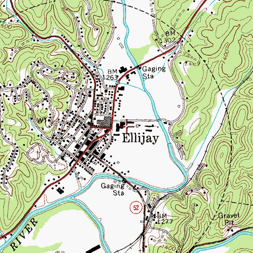 Topographic Map of Ellijay Elementary School, GA