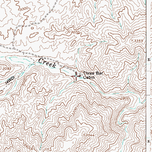 Topographic Map of Three Bar Cabin, AZ