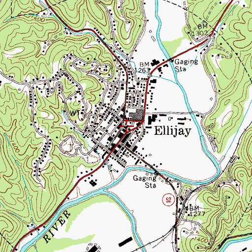 Topographic Map of First Baptist Church of Ellijay, GA