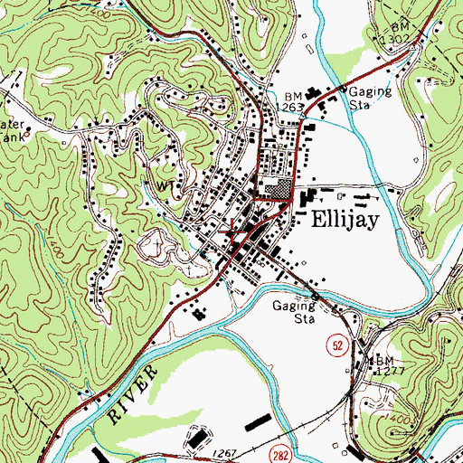 Topographic Map of Gilmer County Courthouse, GA