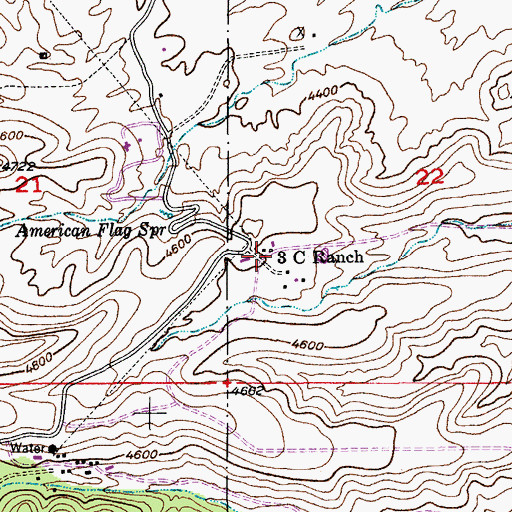 Topographic Map of Three C Ranch, AZ