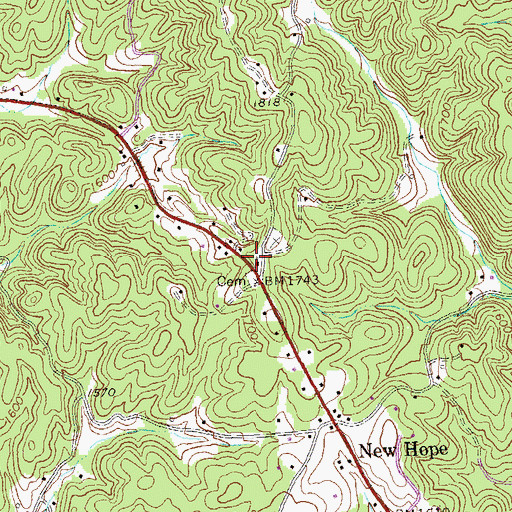 Topographic Map of New Hope Baptist Church, GA