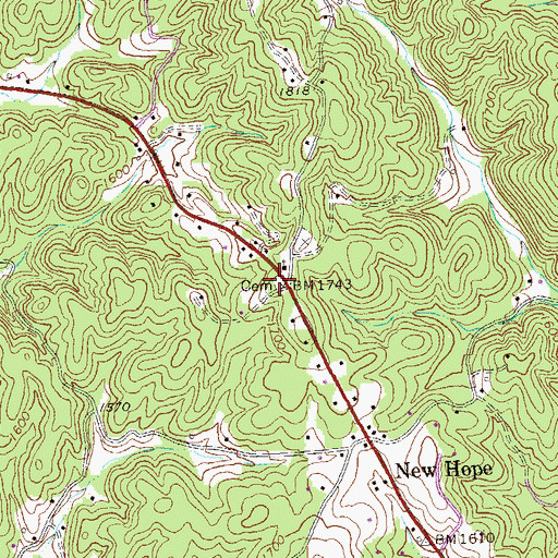 Topographic Map of New Hope Baptist Church Cemetery, GA