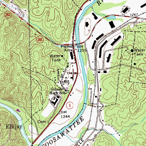 Topographic Map of North Georgia Medical Center, GA