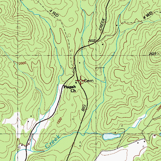 Topographic Map of Pisgah Church of Christ Cemetery, GA