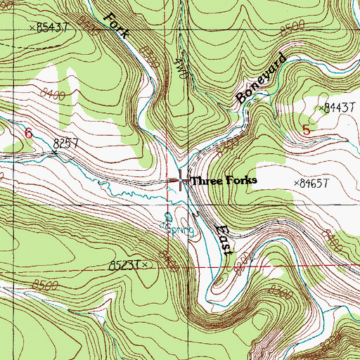 Topographic Map of Three Forks, AZ