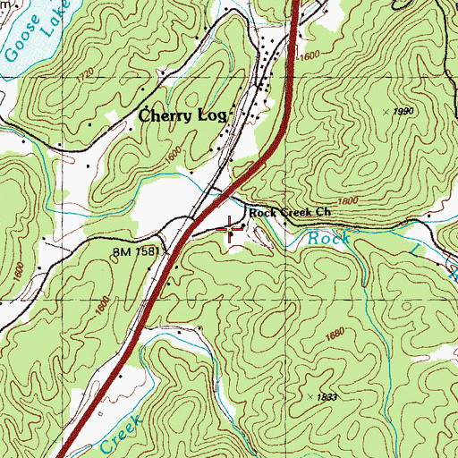 Topographic Map of Rocky Creek School, GA