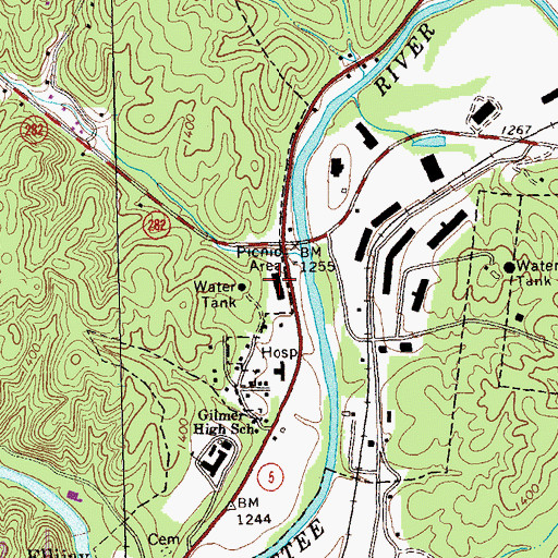 Topographic Map of South Main Plaza Shopping Center, GA