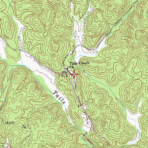 Topographic Map of Tails Creek Baptist Church Cemetery, GA