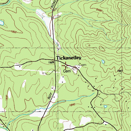 Topographic Map of Tickanetley Primitive Baptist Church, GA