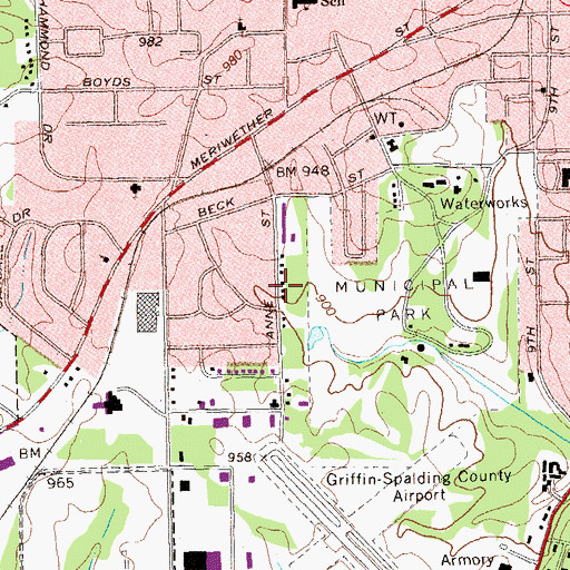 Topographic Map of Annie Shockley Grade School (historical), GA