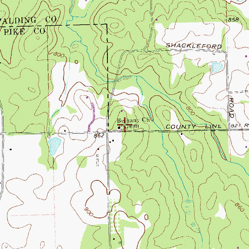Topographic Map of Bethany Cemetery, GA