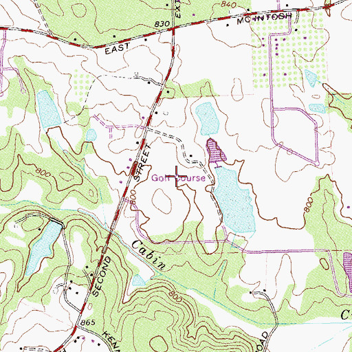 Topographic Map of Cabin Creek Golf Course, GA