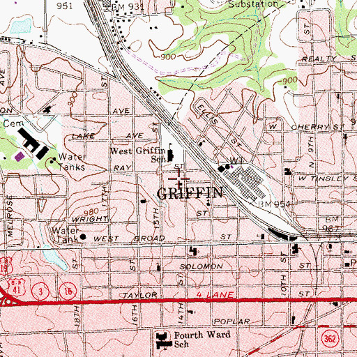 Topographic Map of Church of Christ, GA