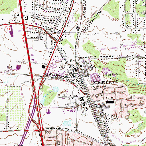 Topographic Map of Devotie Baptist Church, GA