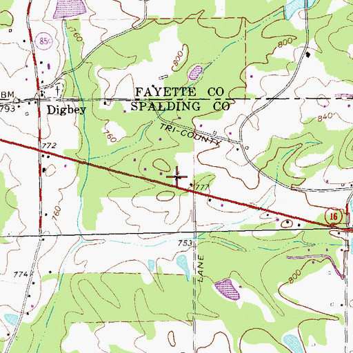 Topographic Map of Digbey Church, GA