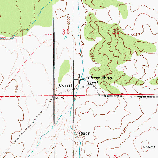 Topographic Map of Three Way Tank, AZ