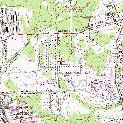 Topographic Map of Faith Temple Assembly of God Church, GA