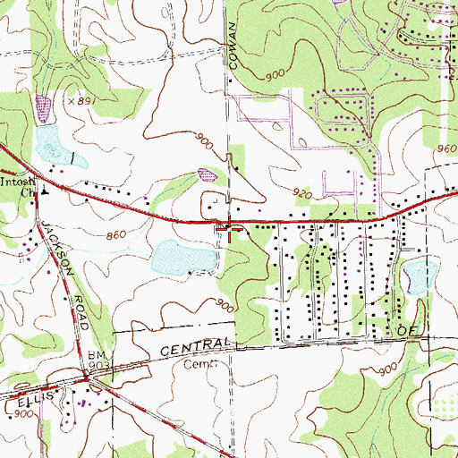 Topographic Map of First Assembly of God Church, GA