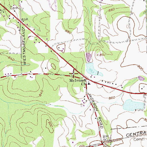 Topographic Map of First Congregational Church, GA