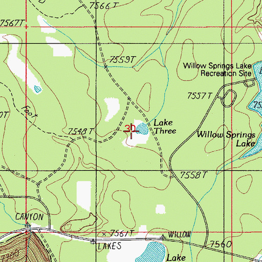 Topographic Map of Lake Three, AZ
