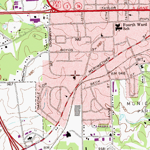Topographic Map of Hammond Drive Baptist Church, GA