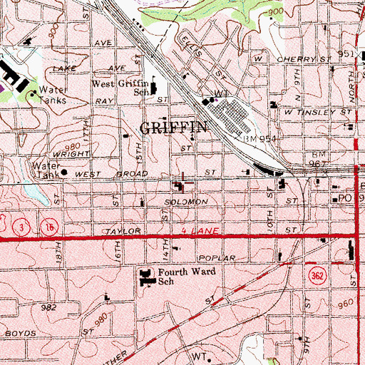 Topographic Map of Hanleiter United Methodist Church, GA