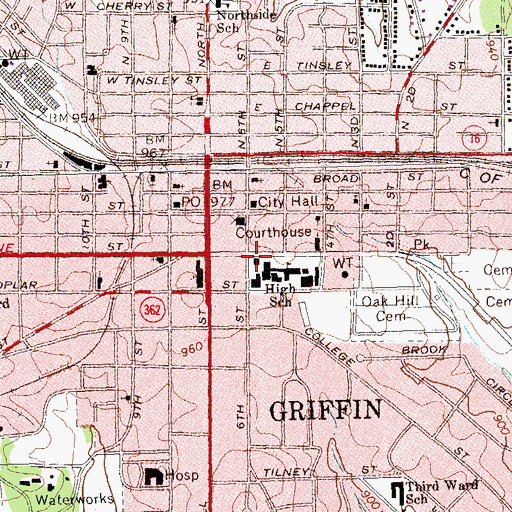Topographic Map of Hawkes Library, GA