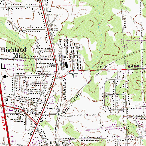 Topographic Map of Highland Baptist Church, GA
