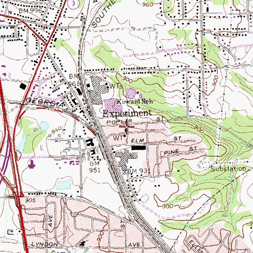 Topographic Map of Kincaid Memorial United Methodist Church, GA