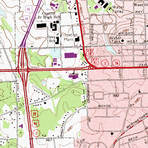 Topographic Map of Market Square of Griffin Shopping Center, GA