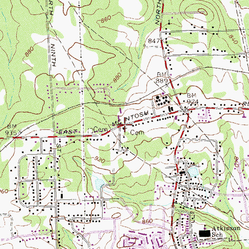 Topographic Map of Mount Pleasant Baptist Church, GA