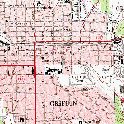 Topographic Map of Mount Zion First Baptist Church, GA