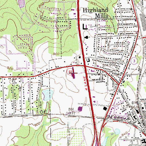 Topographic Map of Northgate Shopping Center, GA