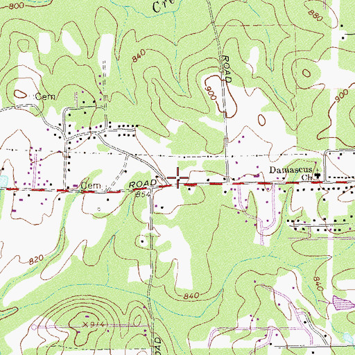 Topographic Map of People Church, GA