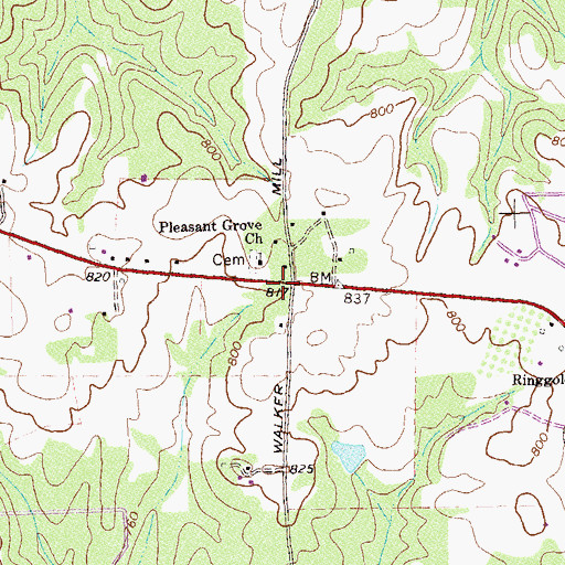 Topographic Map of Pleasant Grove, GA