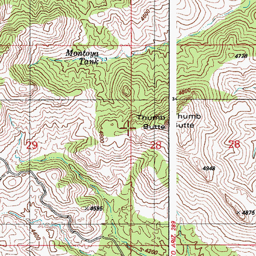 Topographic Map of Thumb Butte, AZ