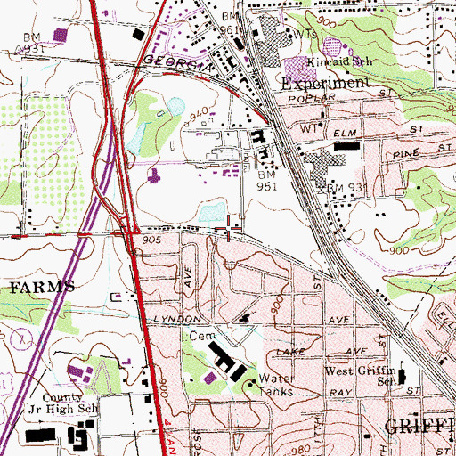 Topographic Map of Spalding County, GA