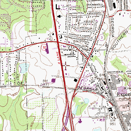 Topographic Map of Spalding Village Shopping Center, GA