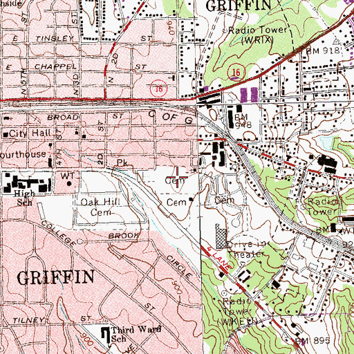 Topographic Map of Stonewall Cemetery, GA
