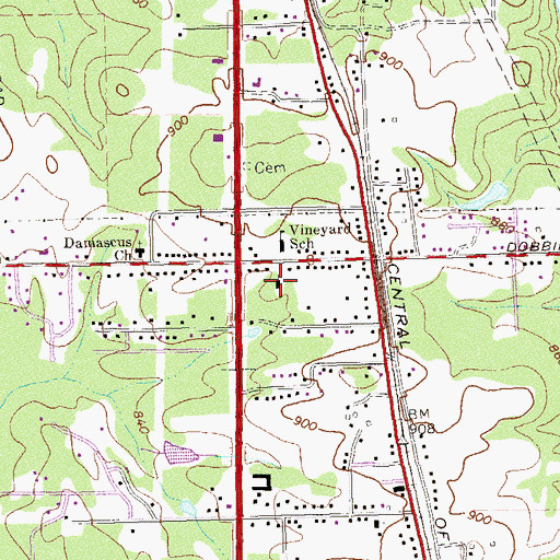 Topographic Map of Vineyard Baptist Church, GA