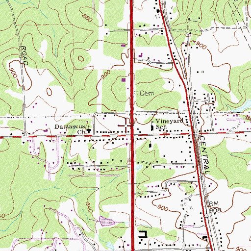 Topographic Map of Vineyard Village Shopping Center, GA