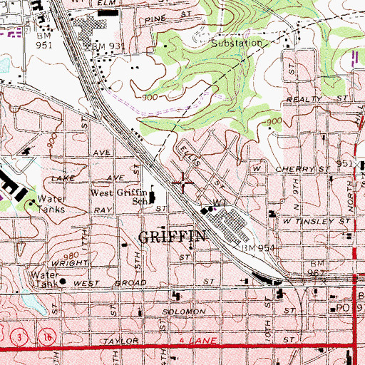 Topographic Map of West Griffin Holiness Church, GA