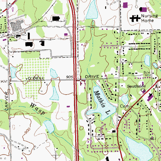 Topographic Map of Westside Church of Christ, GA