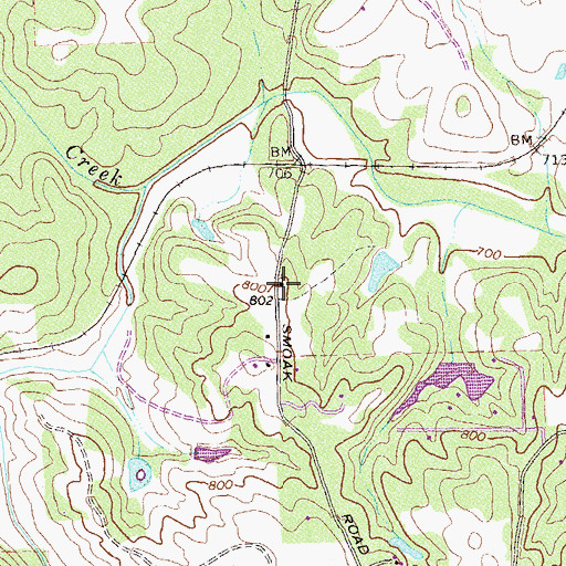 Topographic Map of Wolf Creek Baptist Church, GA