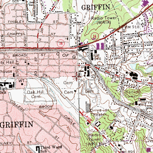Topographic Map of Zion Temple Holiness Church, GA