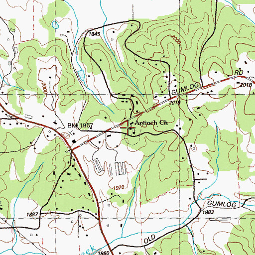 Topographic Map of Antioch School (historical), GA