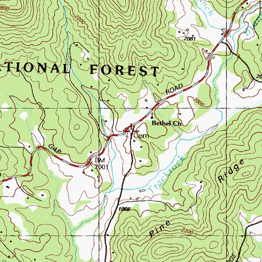 Topographic Map of Bethel Cemetery, GA