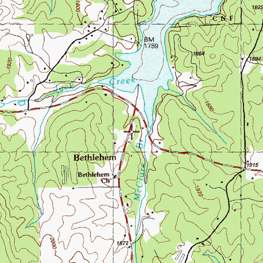 Topographic Map of Bethlehem Cemetery, GA